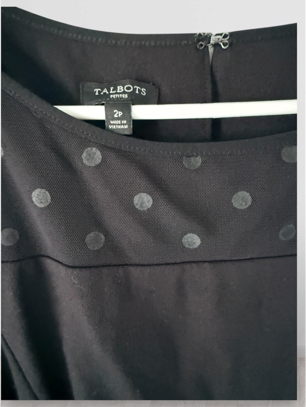 Talbots Black Sheer Polka Dot Sleeve Sheath Dress - Petite 2P - Picture 4 of 6